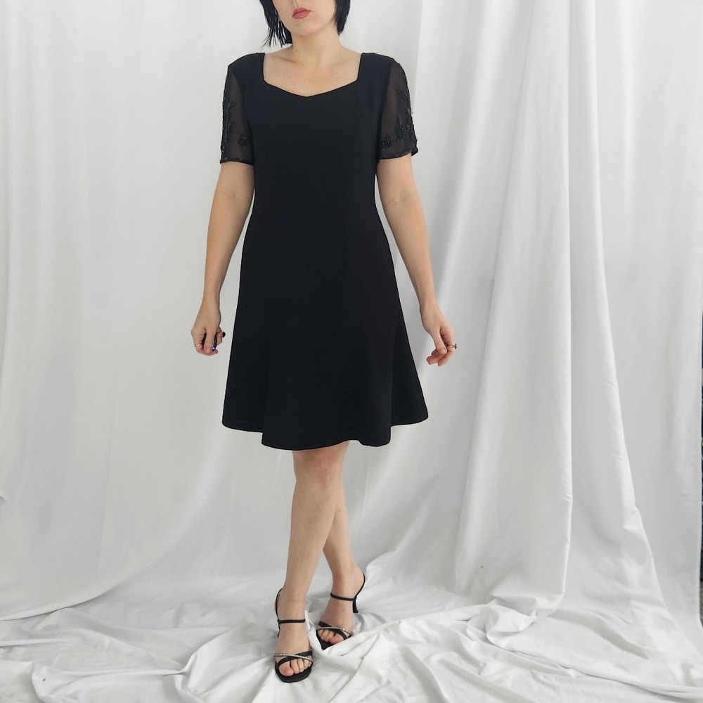 Worthington Black Little Black Dress with Beades Sleeves
